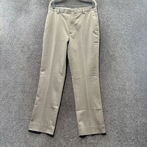 LL Bean Classic Fit Trouser Pants Men 34 Beige Straight Leg Cotton Office Career
